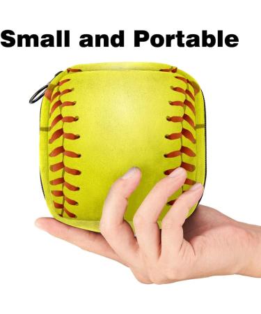 Menstruation Pad Bag with Zipper | Stylish Women's Napkin & Tampon Organizer | Sports Ball Design for Girls - Yellow Baseball - Buy Online on GoSupps.com