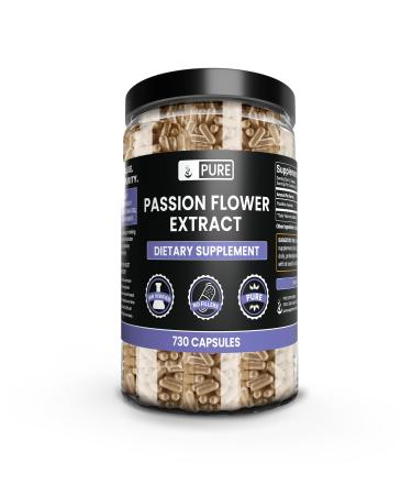 PURE ORIGINAL INGREDIENTS Passion Flower Extract (730 Capsules) No Magnesium Or Rice Fillers Always Pure Lab Verified 730 Count (Pack of 1)