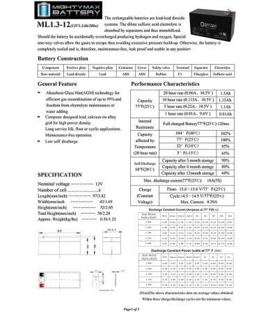 Mighty Max 12V 1.3Ah SLA Battery Replacement for UPG UB1213 & 46014 - International Shipping Available - Buy Online on GoSupps.com