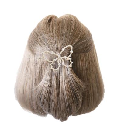 Crystal Camellia Flower Pony Side Faux Pearl Hair Clip | Girls Hair Accessories | Butterfly Design - Buy Online on GoSupps.com