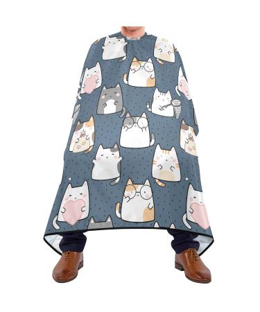 Waterproof Barber Cape -Cartoon Cat Funny Cheetah Haircut Bib for Men Unisex Hair Cutting Cape(8rp1a)