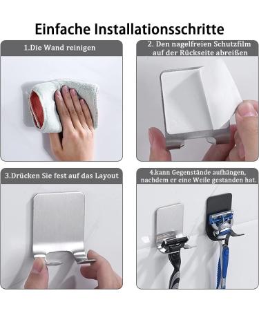 Buy Latrate 3-Piece Stainless Steel Self-Adhesive Multi-Purpose Razor Holder Hook | Ideal for Shower Bathroom Kitchen and More! - Buy Online on GoSupps.com