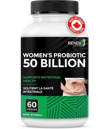 RENEW ACTIVES Probiotics for Women 50 Billion CFU per 2 Capsules MAKTREK Technology 4 Probiotic Strains & Prebiotic Blend Supports Digestion Health & Gut Flora Balance Made in Canada 60 Capsules - Buy Online on GoSupps.com