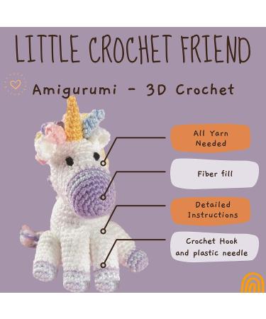LEISURE ARTS Little Crochet Friend Animals Crochet Kit - Easy Animal Crochet for Kids & Adults - Includes Yarn & Instructions - 8 Amigurumi Unicorn - Buy Online on GoSupps.com