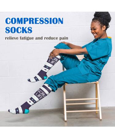 Actinput Compression Stockings 4 Pairs for Men & Women - Colorful Support Socks for Sports Travel Running & Nursing - Blue L-XL - Buy Online on GoSupps.com