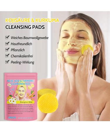 Turmeric Kojic Acid Pads 80 Pads Turmeric Cleansing Pads for Face Help Balance Skin Fat and Water Gentle and Non-Irritating - Buy Online on GoSupps.com