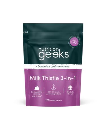 Milk Thistle Tablets 3-in-1 6000mg Complex - Enhanced with Dandelion Leaf & Artichoke Extract - 120 Tablets - 100mg Milk Thistle Extract (80% Silymarin) - Not Milk Thistle Capsules - Vegan UK Made