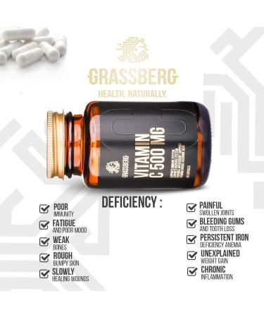 SIA GRASSBERG Grassberg Vitamin C 500mg 60 Capsules Ongearomatiseerd 60 capsules - Buy Online on GoSupps.com