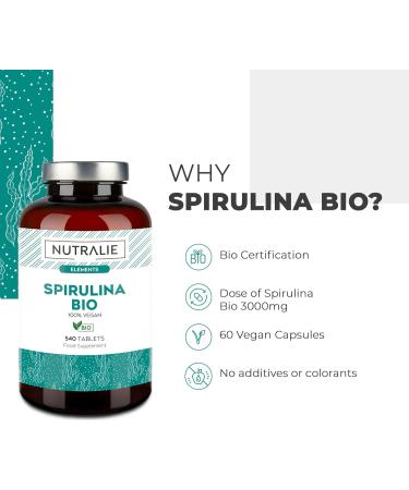 Organic Spirulina Bio 3000mg Dose | Premium Supplement 60% Protein, 19% Phycocianin | 540 Tablets - Buy Online on GoSupps.com