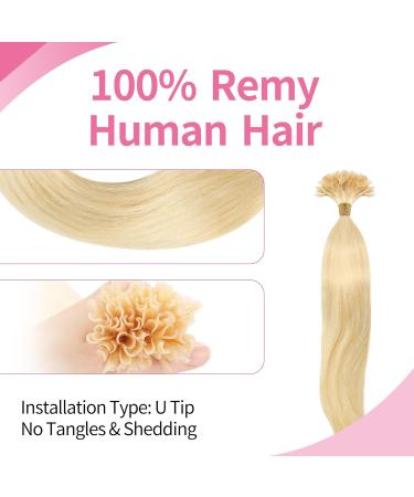Beauty7 DIY Hair Extensions - 50 PC Remy Real Hair U-Tips 20 Inch Platinum Blonde #60 - 50cm Bonding Hair Extensions - Buy Online on GoSupps.com