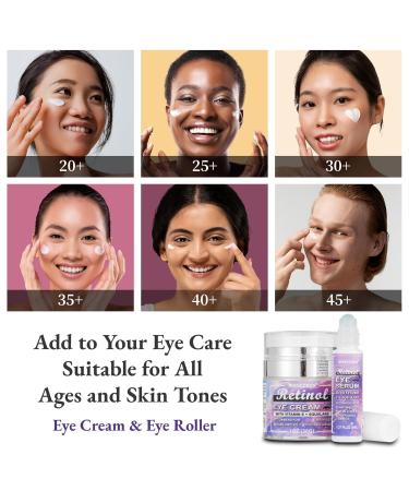 Eye Cream & Roller Serum Set with Retinol Vitamin E Squalane Hyaluronic Acid for Dark Circles Eye Bags & Fine Lines Under Eyes Brighten Under Eyes 1OZ&0.27OZ - Buy Online on GoSupps.com