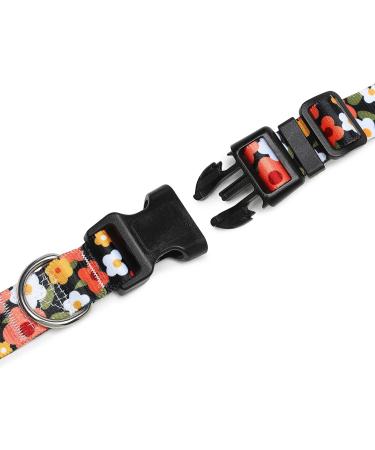 Suredoo Adjustable Soft Nylon Dog Collar for Small to Medium Dogs - Comfort Fit & Flower Orange Design (Neck 38-63 cm 2.5 cm Width) - Buy Online on GoSupps.com