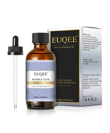 EUQEE Bubble Gum Fragrance Oil 60ml Premium Grade Aromatherapy Fragrance Oils Fragrance Essential Oils for Diffusers for Home DIY Candle Making Bubble Gum 60.00 ml (Pack of 1)