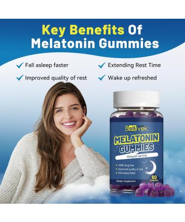 Babivek Melatonin 10mg Gummies for Sleep Support Natural Berry Flavor Non-GMO Gluten Free Vegan 60 Count 2 Month Supply Bedtime Relaxation & Restful Sleep Aid - Buy Online on GoSupps.com