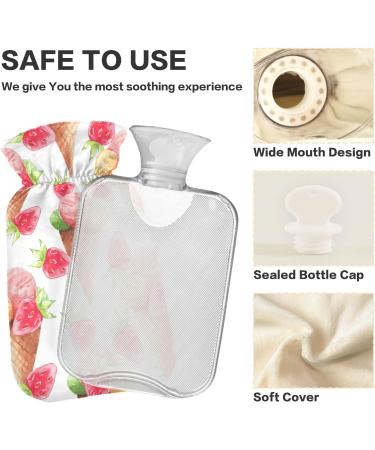 Naanle Watercolor Hot Water Bottle - 1L Transparent Strawberry Ice Cream Design for Pain Relief & Therapy | Ideal for Bed Hands & Feet - Buy Online on GoSupps.com