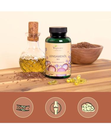 Organic Flaxseed Oil Vegavero | Vegan Omega 3 6 9 Capsules | Cold-Pressed Linseed Oil | Premium Quality | Lab-Tested | 120 Capsules - Buy Online on GoSupps.com