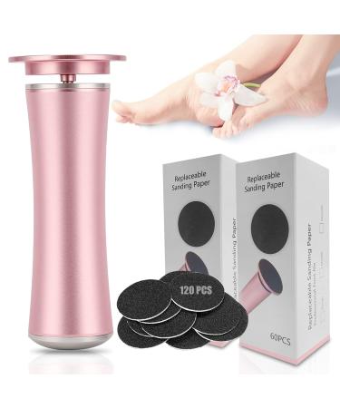 Electric Foot File Callus Remover Professional Foot File Pedicure Tools Adjustable Speed 120pcs Replacement Sandpaper disc Easy to Remove Cutin Dead Skin calluses for Men and Women(Rose Gold 120pcs) Rose Gold 120 Count (...