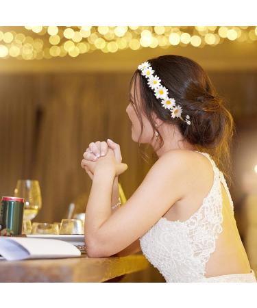SWYSGS Sunflower Crown Daisy Hair Ring Bride Headpiece Crown Adjustable Hair Ring (White) - Buy Online on GoSupps.com