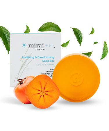 Mirai Clinical - Persimmon Soap Bar for Body  Mirai Soap Persimmon  Persimmon Soap  Persimmon Extract Soap  Japanese Body Odor Soap  Purifying and Deodorizing Natural Chemical-Free Nonenal Soap Bar for Men & Women - 100g...