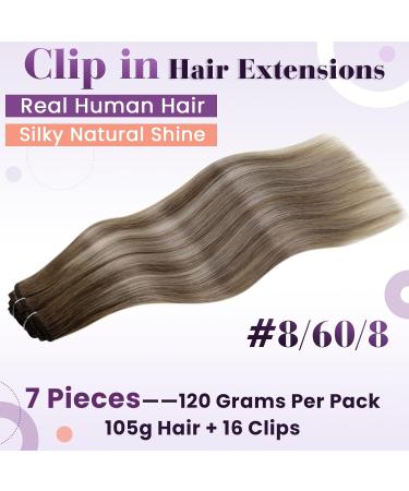 Buy Laavoo Clip-In Extensions - Real Hair Balayage Blonde Ombre 40cm 105g 7 Pieces - Premium Remy Quality - Buy Online on GoSupps.com