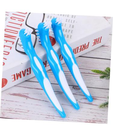 Buy Homsfou 3ST Two-Color Prosthesis Brush - Gentle Hygiene Cleaner for Dentures | Dental Floss Cleaning Brush for Kids - 1 Piece (Blue) - Buy Online on GoSupps.com