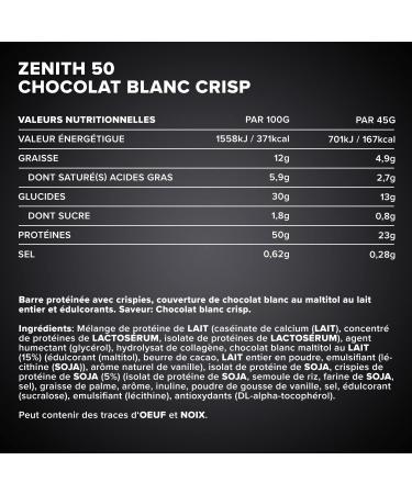 IronMaxx Zenith 50 - Protein Bar - High Protein - Sugar Free - White Chocolate Crisp Flavor - 16 x 45 g - Buy Online on GoSupps.com