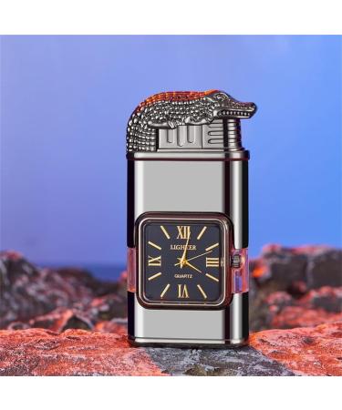 Windproof Lighter Vintage Watch Bezel Flame Torch Vintage Lighter Refillable Butane Gas Lighters(Black A) A Black - Buy Online on GoSupps.com