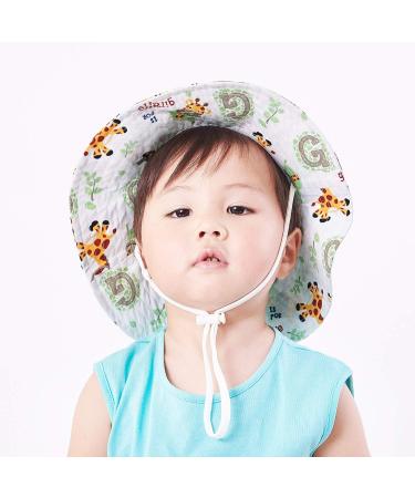 LANGZHEN Giraffe XL Beach Sun Protection Hat for Baby Girls - Adjustable Wide Brim Toddler Kids Hat with Chin Strap - Summer Play Essential - Buy Online on GoSupps.com