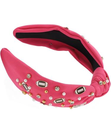 Rhinestone Knotted Headband Valentine's Day Headband Women Acrylic Rhinestone Wide Knotted Headband for Festivals (Rose Red) - Buy Online on GoSupps.com