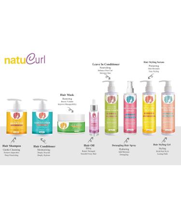 NatuCurl Moisturising Detangling Hair Spray for Curly Hair - With Castor Oil & Shea Butter - Promotes Hair Growth - For Curly Wavy Frizzy & Damaged Hair - Buy Online on GoSupps.com
