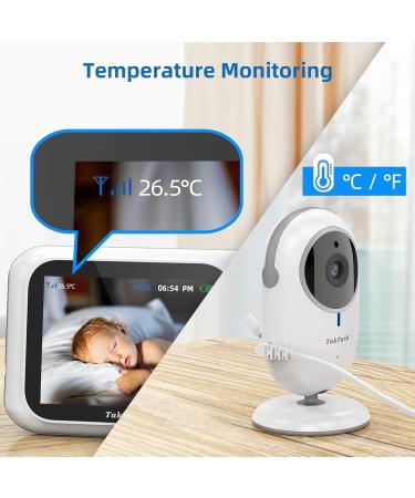 Taktark Baby Monitor with Camera - 3.2 Video Baby Monitor Zoom Intercom Night Vision & Temperature Monitoring | Best Baby Cam for International Shipping - Buy Online on GoSupps.com