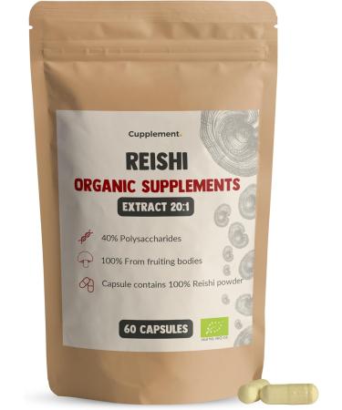 Cupplement - 4 Sachets of Reishi Extract Capsules 60 Pcs - Extract 20:1 - Free Pill Box - Organic - 400 MG Per Capsule - Powder Free - Supplement - Superfood - Mushroom - Mushroom - Buy Online on GoSupps.com