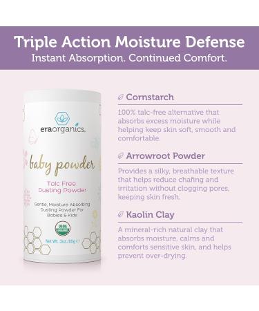 Organic Talc-Free Baby Powder for Chafing & Moisture Control - Non-Toxic, Non-GMO, Cruelty-Free Baby Care by Era Organics - Buy Online on GoSupps.com