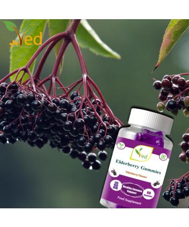 Ved Elderberry Gummies with Vitamin C and Zinc - Elderberry Flavour, Vegetarian, Vegan - 60 Chews - Buy Online on GoSupps.com
