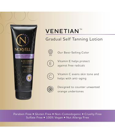 Norvell Venetian Sunless Tanner Gradual Color Extender - 8.5 fl.oz Moisturizing Lotion for Glowing Tan Violet & Brown Tone Self Tanning Cream - Buy Online on GoSupps.com