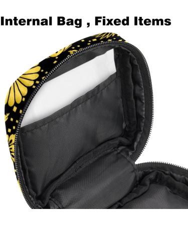 MUOOUM Menstrual Pad Bag | Zipper Sanitary Napkin Bag for Women Girls | Golden Crane Fan Flower Design | Multi-colored 6 - Buy Online on GoSupps.com