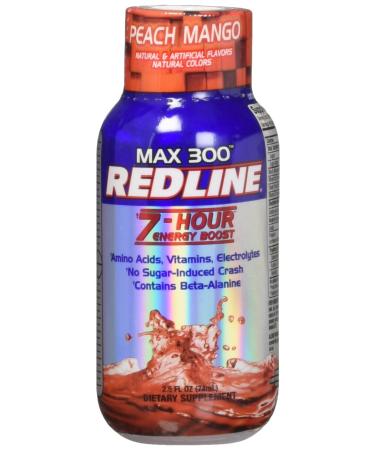 VPX Redline Power Rush 7-Hour Energy Max 300 Shot Supplement, Peach Mango, 2.5 Ounce (Pack of 12)