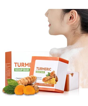 Turmeric Soap Turmeric Natural Soap Bar Turmeric Handmade Soap for Face & Body acne soap for Blackheads Remover Hyaluronic Acid for Deep Cleansing and Skin Moisturising with a Mesh Soap Pouch