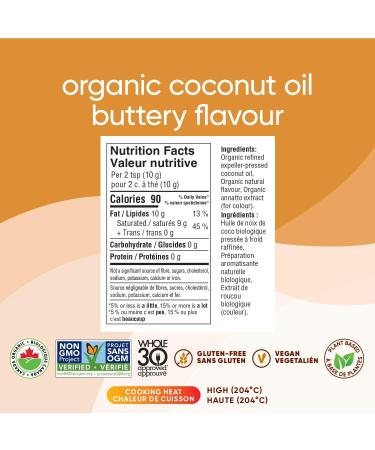 Nutiva Organic Coconut Oil with Non-Dairy Butter Flavor 858 mL Organic Non-GMO Vegan & Gluten-Free Plant-Based Replacement for Butter - Buy Online on GoSupps.com