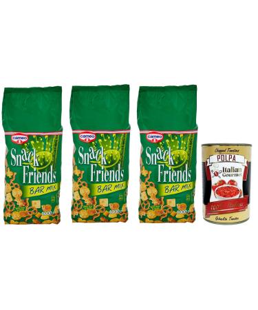 Italian Gourmet E.R. Cameo Snack Friends Bar Mix Pretzel Mix Savory Snacks 1 kg Bag + Italian Gourmet Polpa di Pomodoro 400 g Box