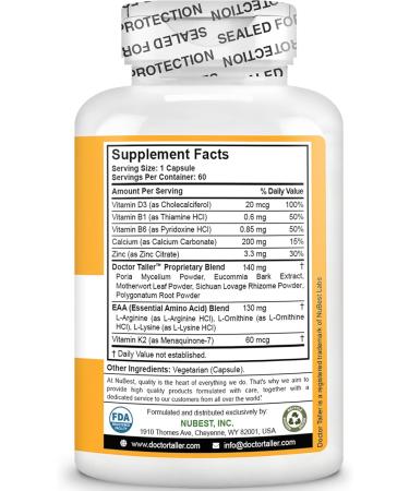 NuBest Doctor Taller Bone Strength Supports Enhance Immune System Keto with Calcium Vitamin D3 Vitamin K2 Amino Acids & Herbs for Children 8+60 Vegan Capsules - Authentic - Buy Online on GoSupps.com