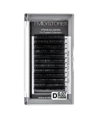 EMILYSTORES Eyelash Extensions 0.07mm Thickness D Curl Length 14mm Single Size Rapid Volume Eyelash For Lash Extensions Easy Fan Blooming Flower Lashes Self Fanning Lashes (0.07 D 14mm)