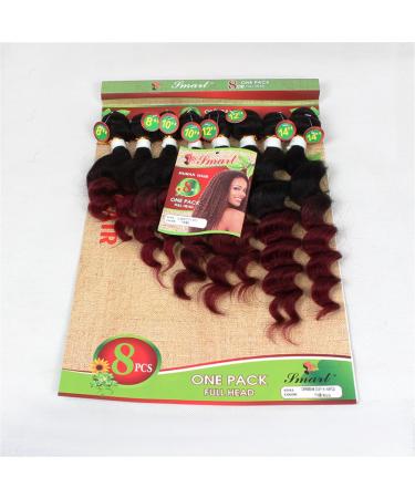 Loose Wave Hair Extensions - 8 Bundle Brazilian Human Hair Ombre Burgundy (8 10 12 14 Inch) - Buy Online on GoSupps.com