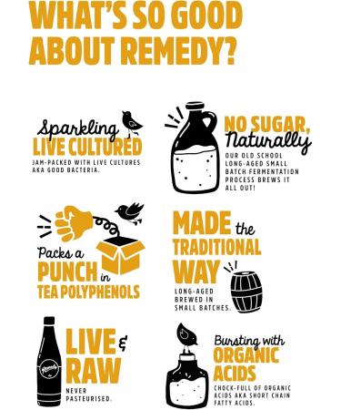 Remedy Raw Kombucha Tea Sparkling Live Cultured Drink Sugar Free Ginger Lemon - 8.45 Oz Pack Of 12 - Buy Online on GoSupps.com