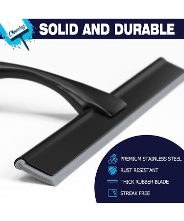 10-Inch Matte Black Stainless Steel Shower Squeegee - All-Purpose for Bathroom, Shower Doors, Mirrors, Tiles, Car Windows - Streak-Free Finish - Buy Online on GoSupps.com