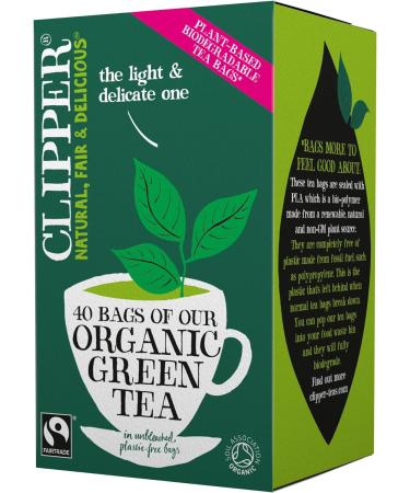 Clipper Organic Pure Green Tea Bags | Box of 40 Teabags | Organic Tea for Home & Office | Eco-Conscious Fair Trade Tea | Natural Unbleached Plant-Based Compostable & Biodegradable Tea Bags - Buy Online on GoSupps.com