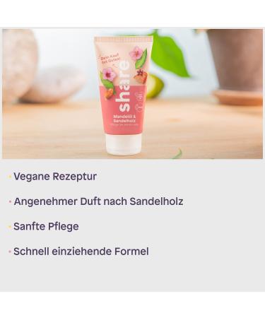 Buy Vegan Hand Cream with Almond Oil & Sandalwood 75ml - Supports Hygiene Donations | Ideal for Normal & Sensitive Skin - Buy Online on GoSupps.com