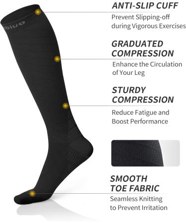 CAMBIVO 2 Pairs Compression Socks for Men and Women(20-30 mmHg) Compression Stocking for Swelling Nurse Flight (Black LXL) Black Large-X-Large - Buy Online on GoSupps.com
