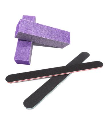 JOVANANail Files & Buffer, 100/180 Double Grit Sided Nail Files Reuseable Manicure Tools Kit Professional Rectangular Art Care Buffer Block Tools 2 Pcs/Pa(Black)(Purple)