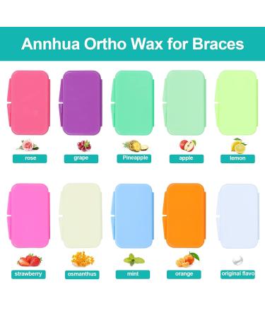 Annhua Orthodontist Braces Wax Ortho Dots 10 Pack - Dental Orthodontic Wax Strips for Aligners, Braces & Invisible Lingual Brackets - White, Unscented & Flavorless - Buy Online on GoSupps.com